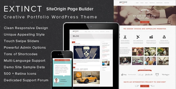 Extinct – Retro Vintage Portfolio WordPress Theme